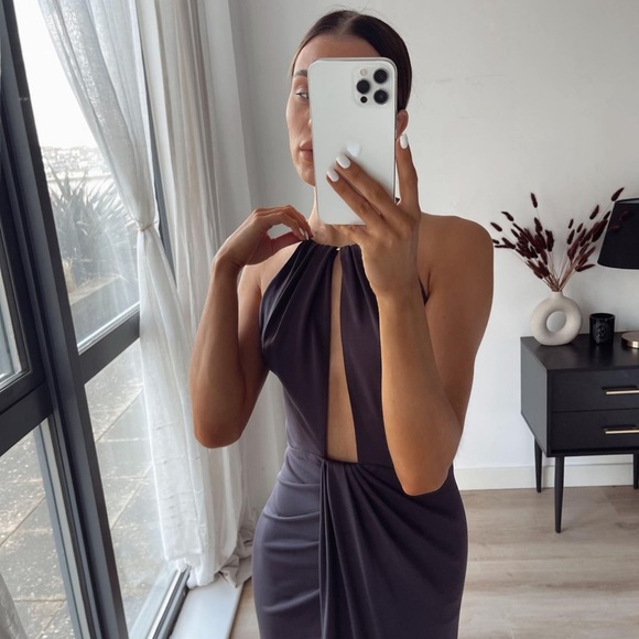 ZARA LIMITED EDITION LONG HALTER DRESS EGGPLANT - Picture 2 of 3